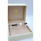 Bracelet Cordon Noir Perle Blanche, Boules Or Jaune et Blanc - Serties – or 18 carats | Tariki