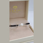 Bracelet Cordon Noir Perle Blanche et Motif Serti Or Blanc – or 18 carats | Tariki