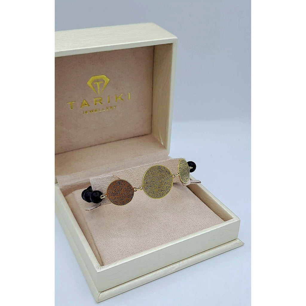Bracelet Cordon Noir Trois Pastilles Rondes Or Jaune – or 18 carats | Tariki