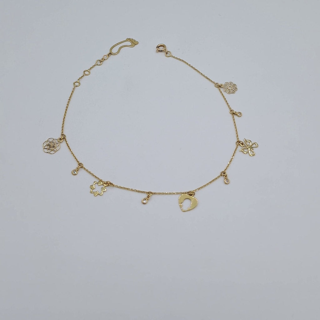 Bracelet de Cheville Or Jaune - Pampilles Fleurs et Pierres – or 18 carats | Tariki