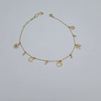 Bracelet de Cheville Or Jaune - Pampilles Fleurs et Pierres – or 18 carats | Tariki