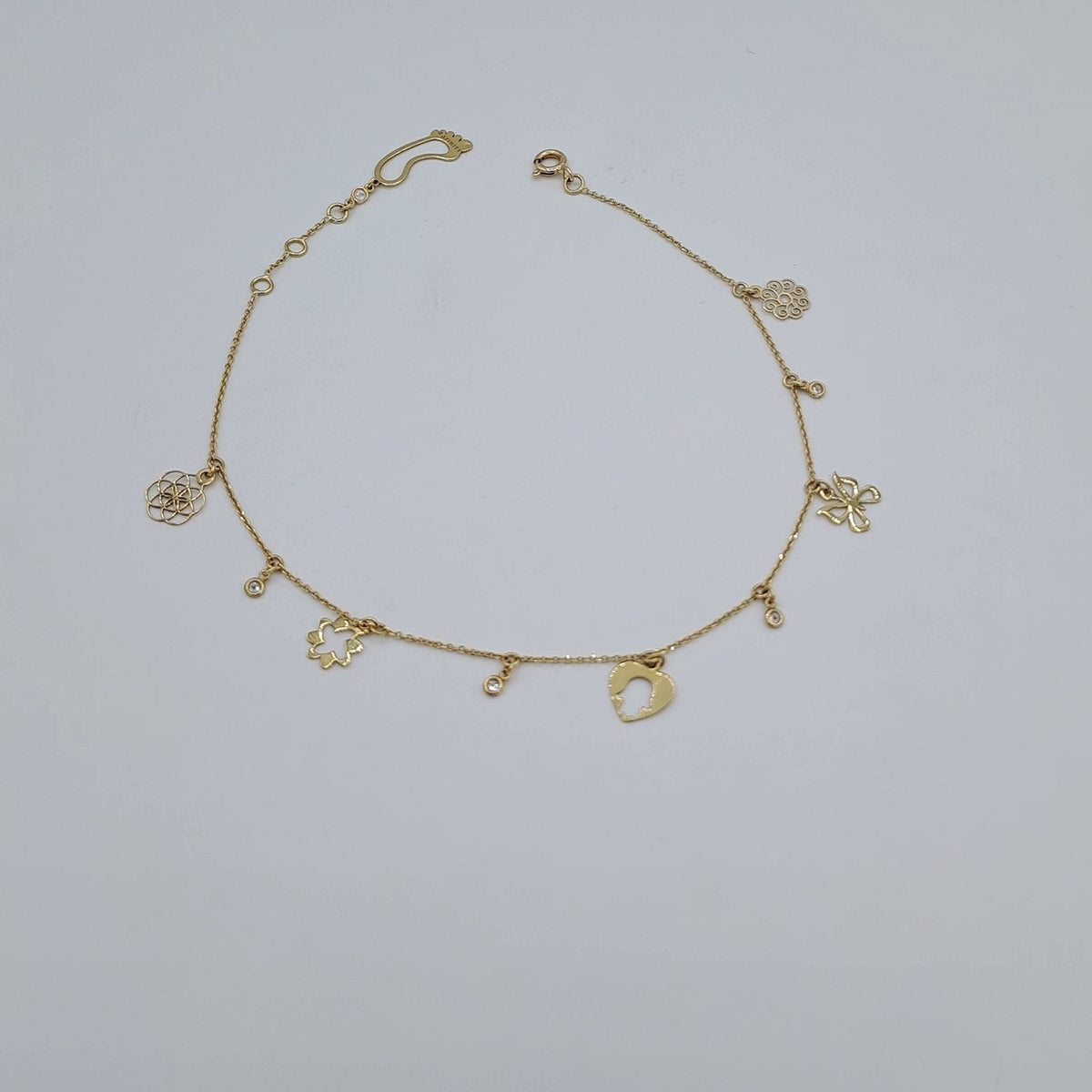 Bracelet de Cheville Or Jaune - Pampilles Fleurs et Pierres – or 18 carats | Tariki
