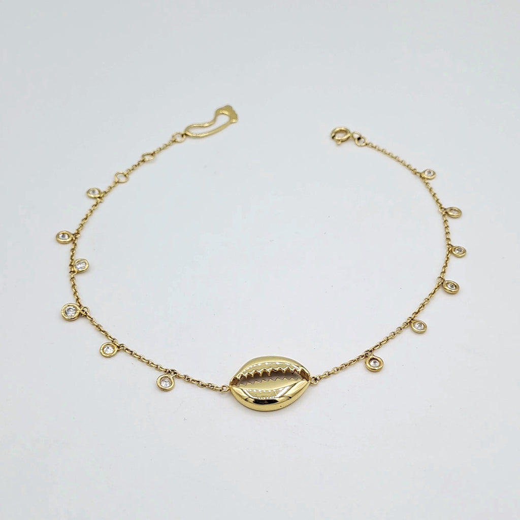 Bracelet de Cheville Or Jaune - Pampilles Rondes et Cauri – or 18 carats | Tariki
