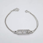 Bracelet Double Chaîne Or Blanc - Plaque Sertie, Pierres Mobiles – or 18 carats | Tariki