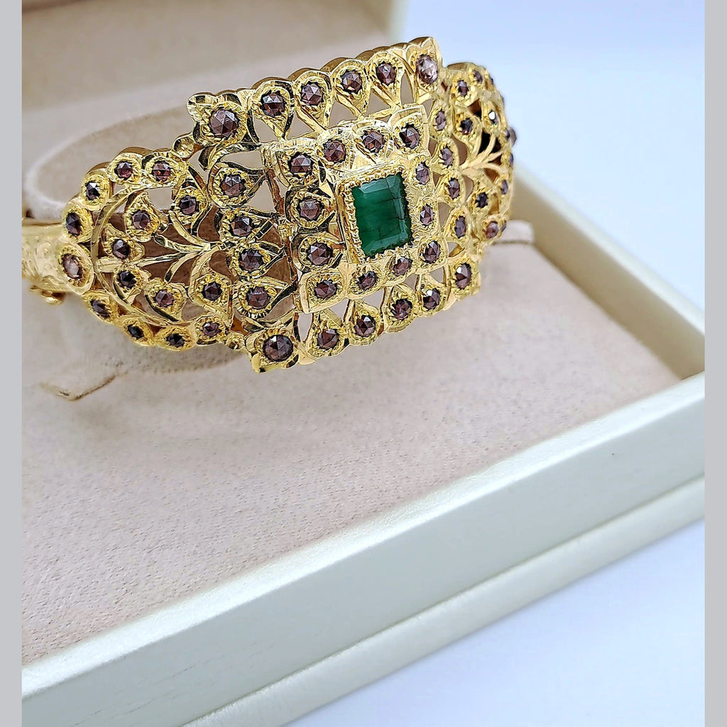 Bracelet Jonc Beldi Or Rose - Serti de Pierres, Pierre Verte Synthétique – or 18 carats | Tariki