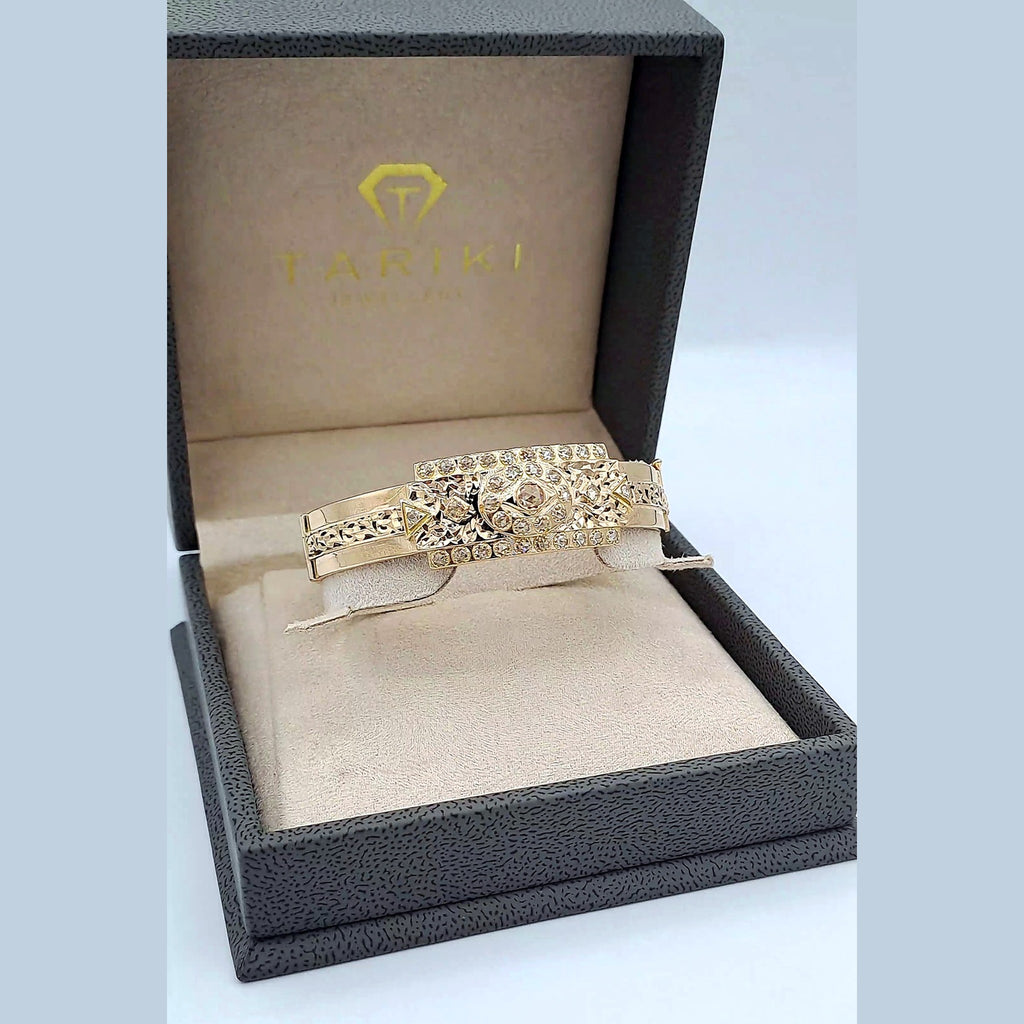 Bracelet Jonc Beldi Rosaces Or Rose - Serti de Pierres – or 18 carats | Tariki