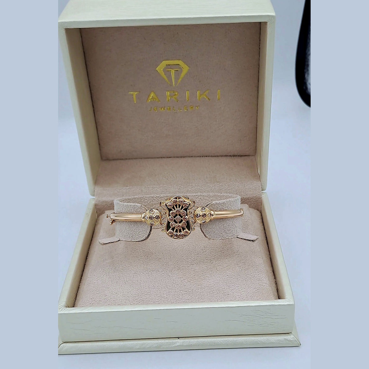 Bracelet Jonc Boulhya Or Rose - Rosace Sertie de Pierres – or 18 carats | Tariki