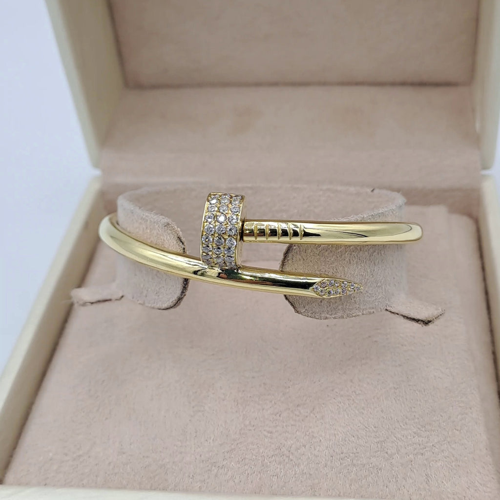 Bracelet Jonc Clou Or Jaune - Serti de Pierres – or 18 carats | Tariki
