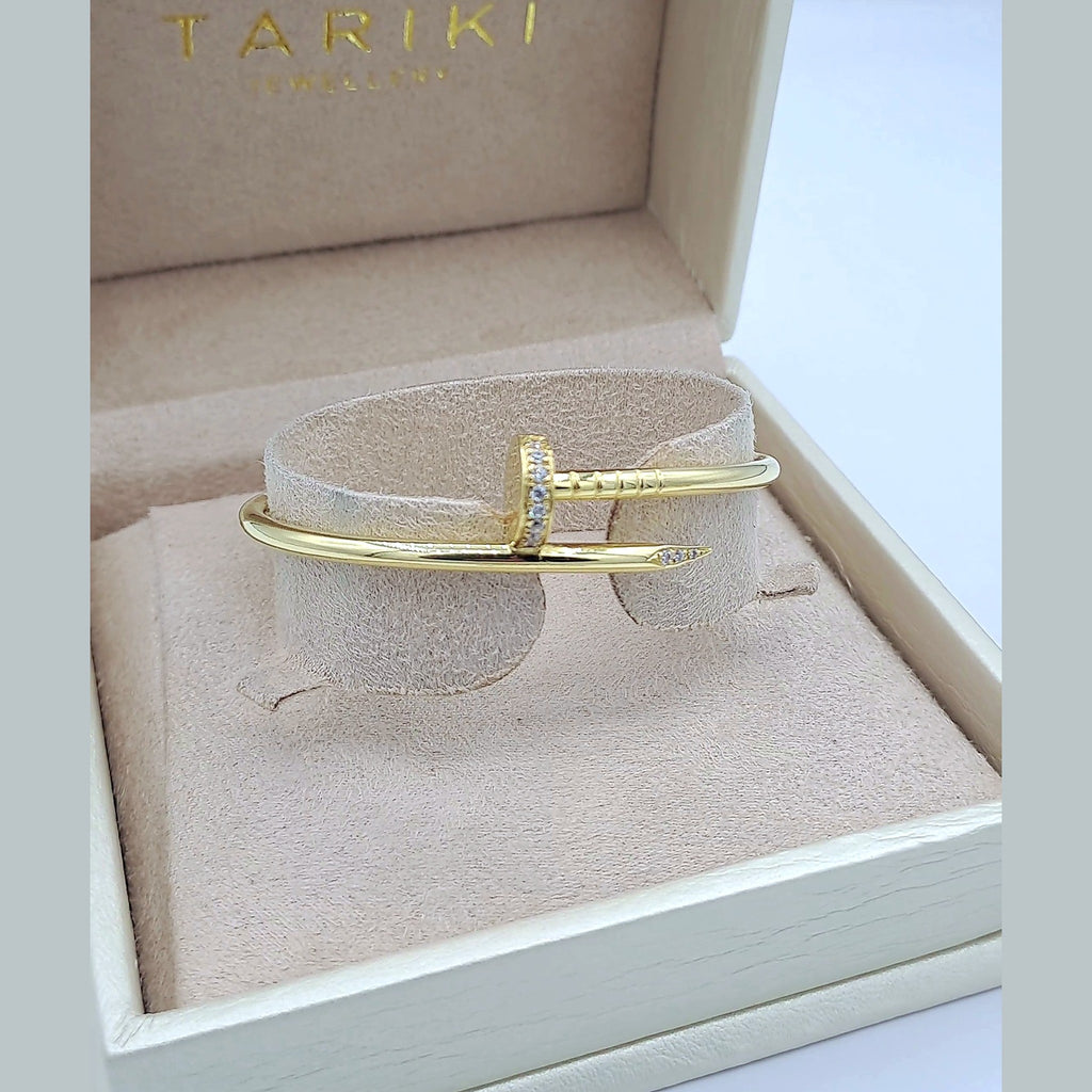 Bracelet Jonc Clou Or Jaune - Serti de Pierres – or 18 carats | Tariki