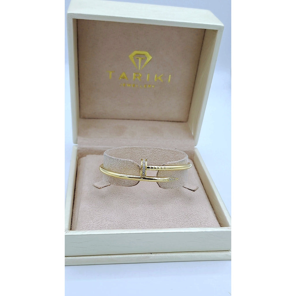 Bracelet Jonc Clou Or Jaune - Serti de Pierres – or 18 carats | Tariki