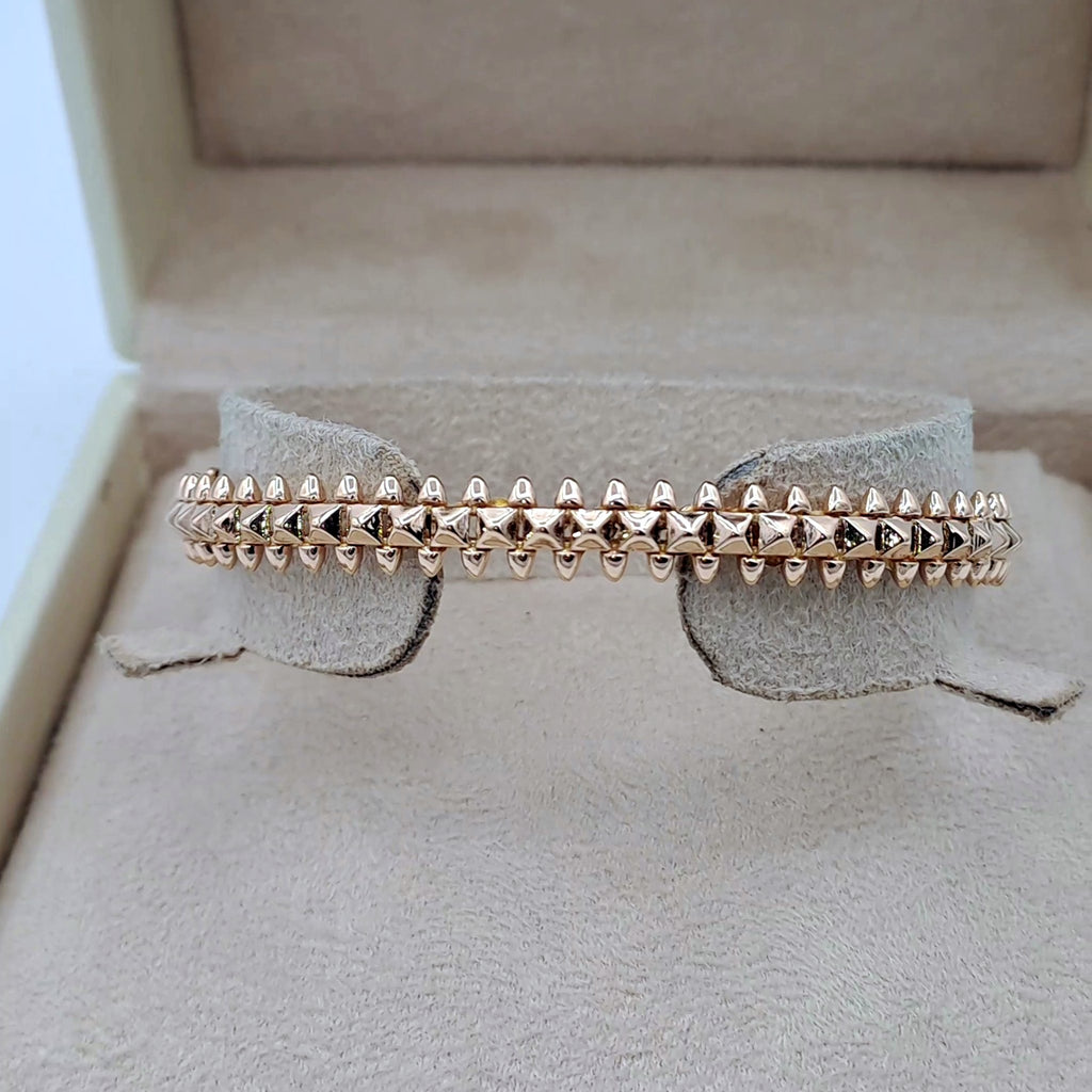 Bracelet Jonc Clouté Or Rose - Motif Clash – or 18 carats | Tariki