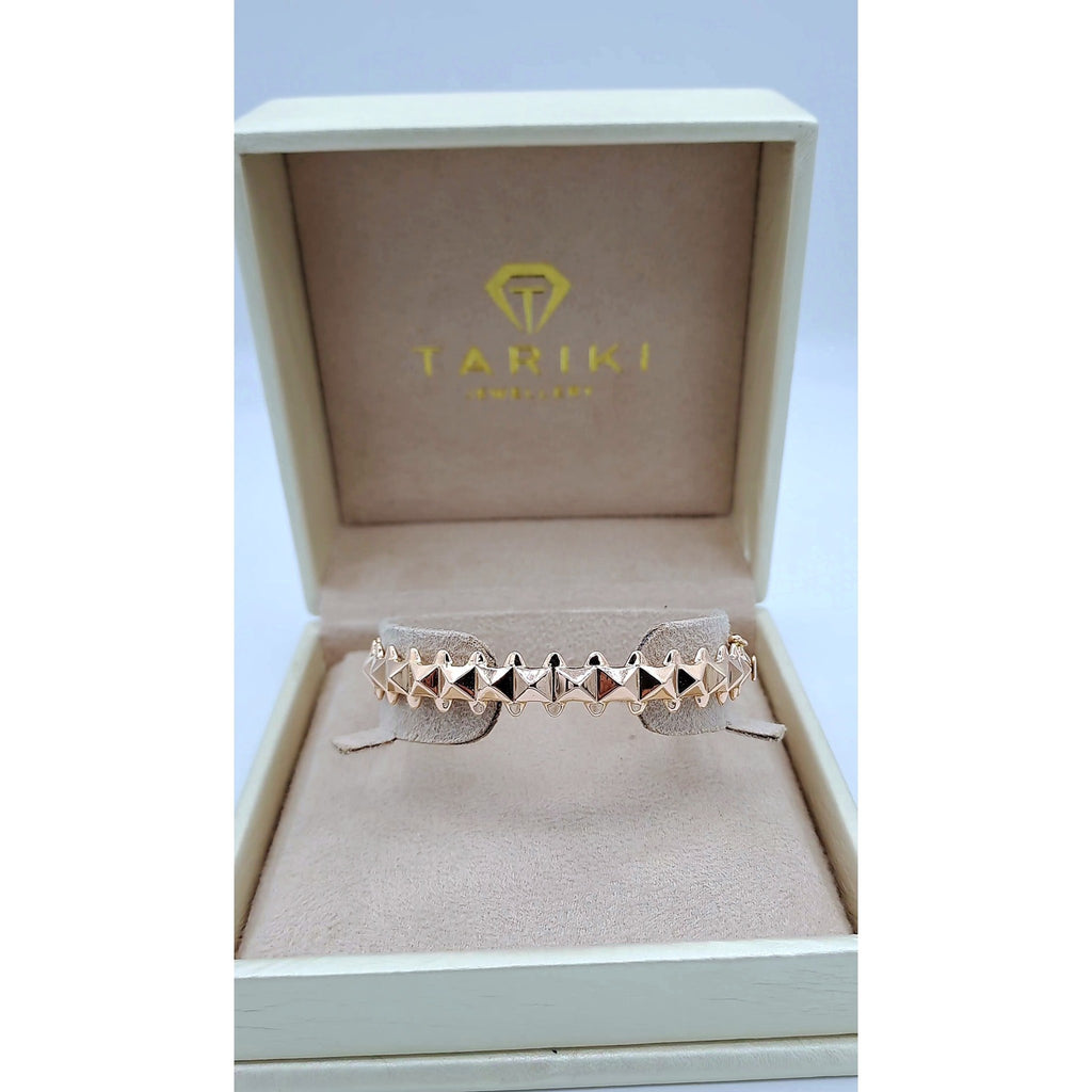 Bracelet Jonc Clouté Or Rose - Motif Clash – or 18 carats | Tariki