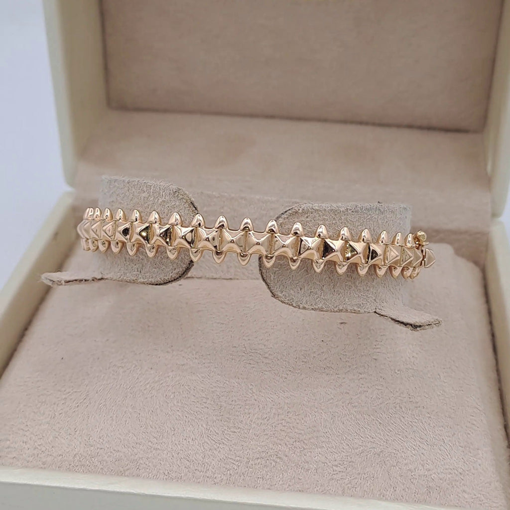 Bracelet Jonc Clouté Or Rose - Motif Clash – or 18 carats | Tariki