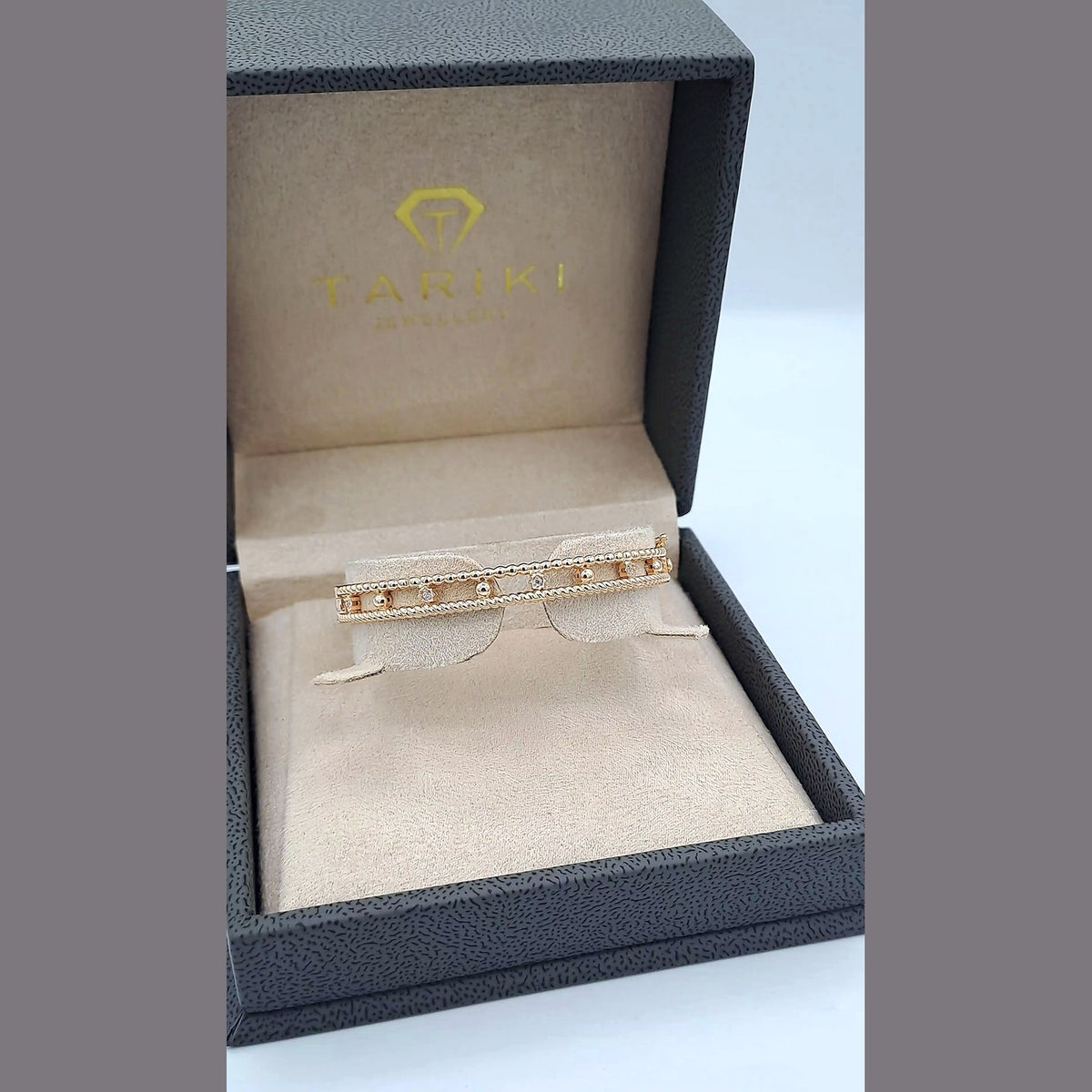 Bracelet Jonc Double Barre Or Rose - Serti de Pierres – or 18 carats | Tariki