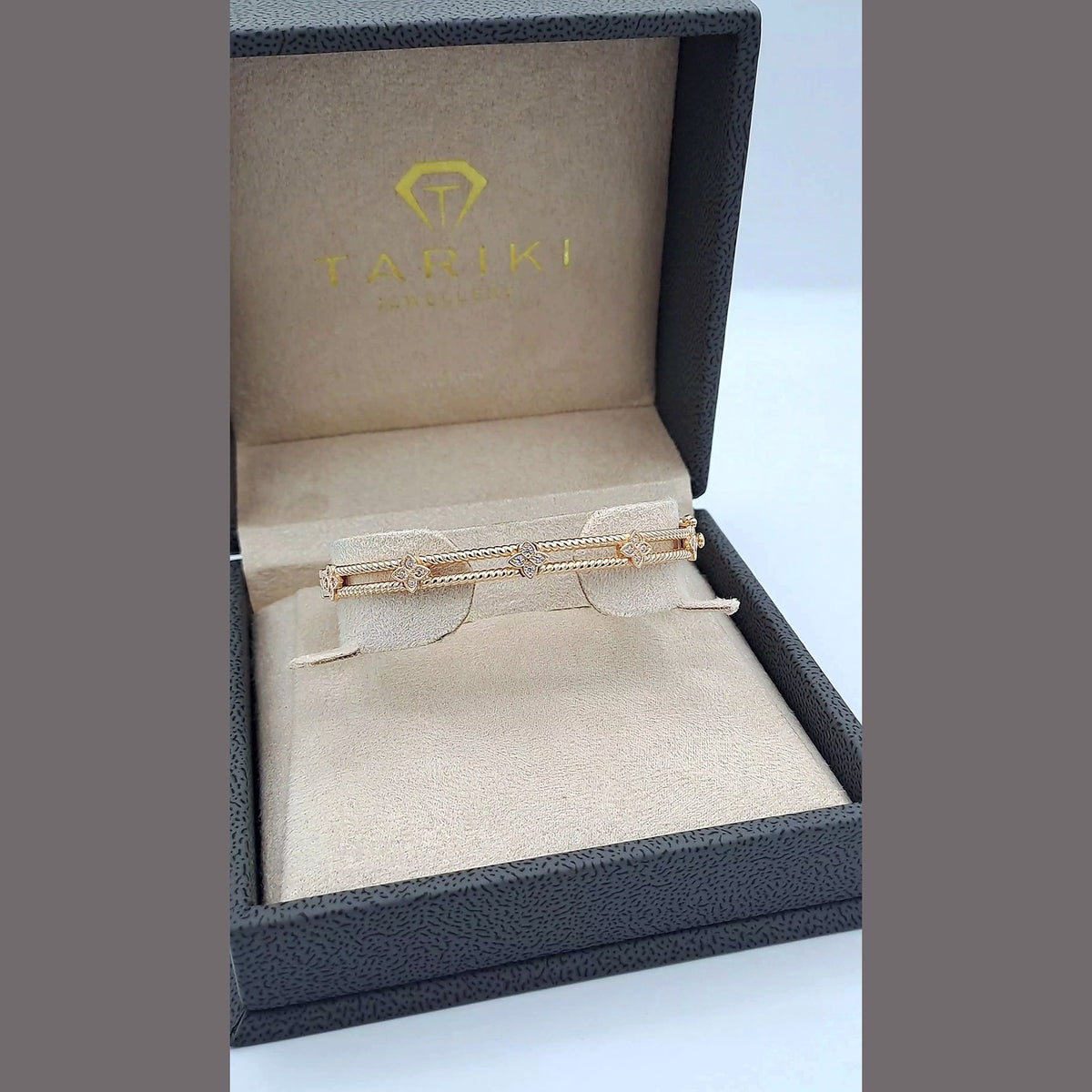 Bracelet Jonc Double Barre Or Rose - Serti de Pierres – or 18 carats | Tariki