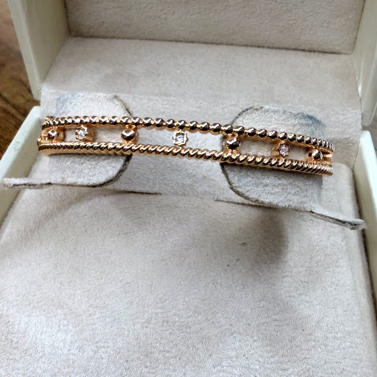 Bracelet Jonc Double Or Rose - Boules et Pierres Serties – or 18 carats | Tariki