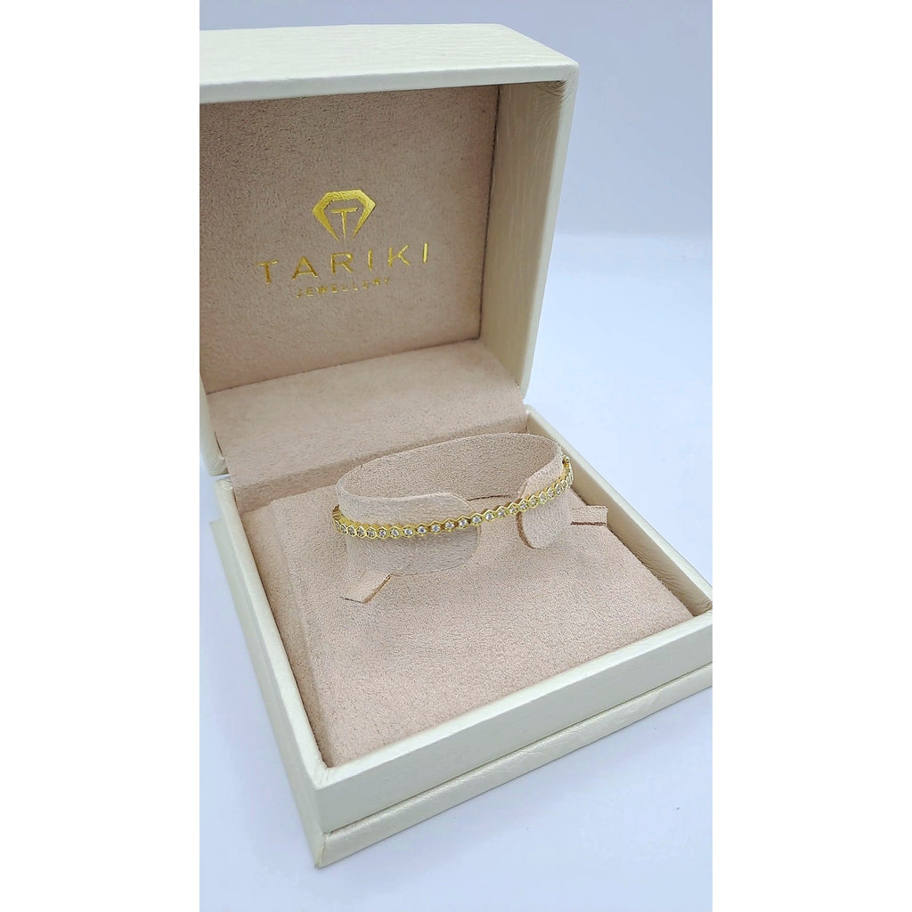 Bracelet Jonc Fin Or Jaune - Serti de Pierres – or 18 carats | Tariki