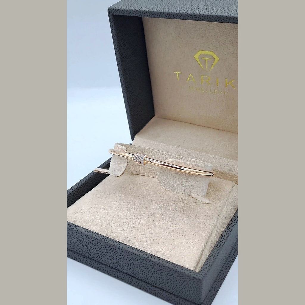 Bracelet Jonc Fin Or Rose - Motif Rond Serti – or 18 carats | Tariki