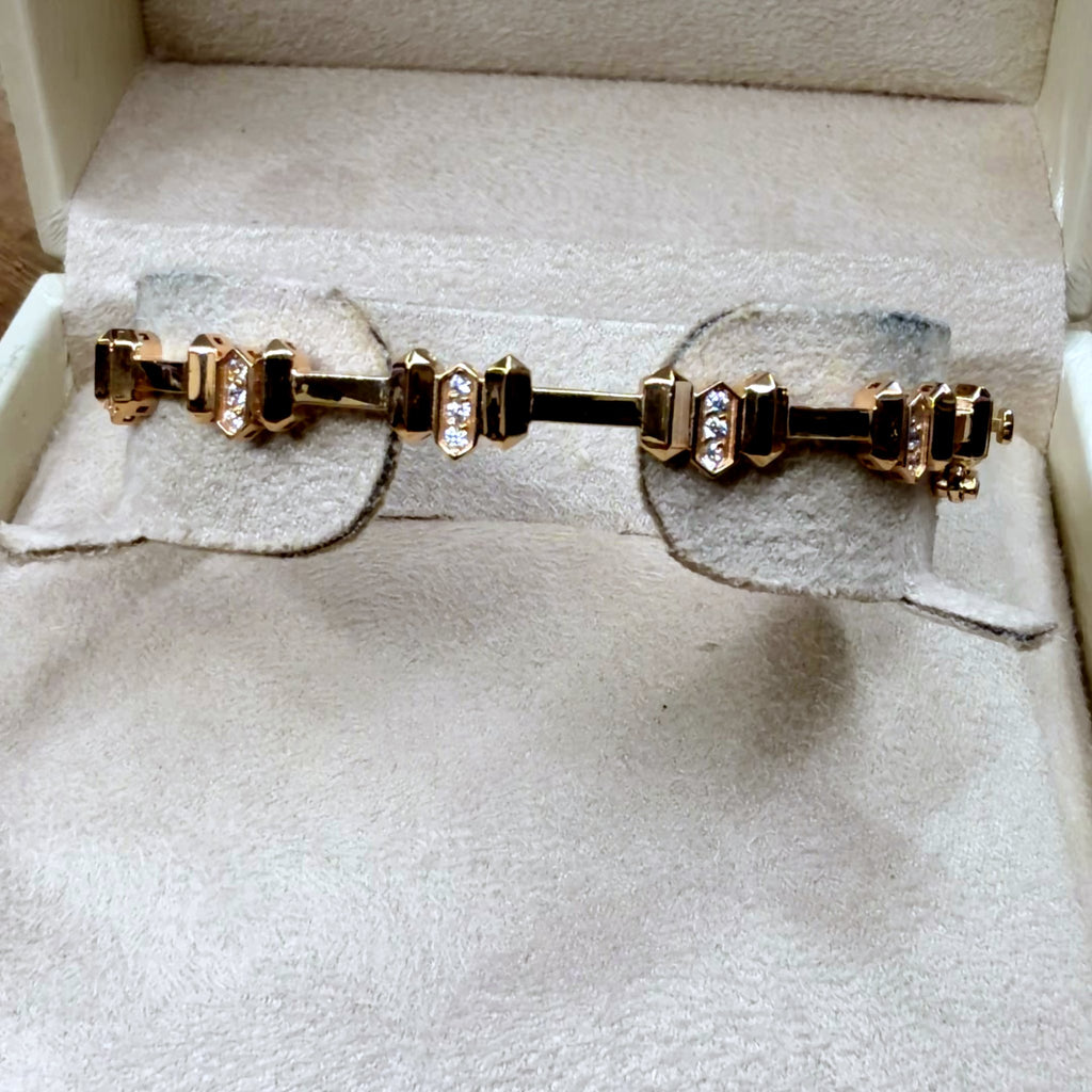 Bracelet Jonc Maillons Or Rose - Serti de Pierres Baguettes – or 18 carats | Tariki