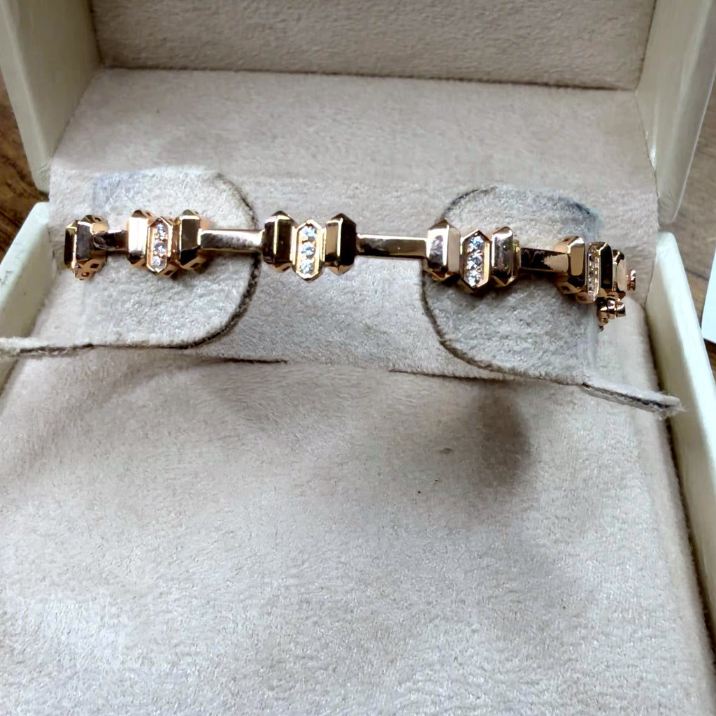 Bracelet Jonc Maillons Or Rose - Serti de Pierres Baguettes – or 18 carats | Tariki