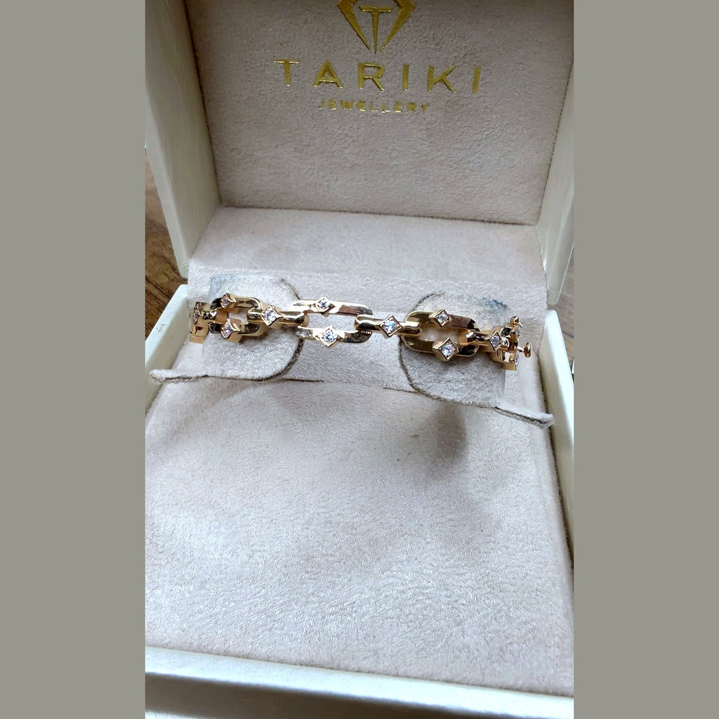 Bracelet Jonc Or Rose - Maillons Sertis de Pierres – or 18 carats | Tariki