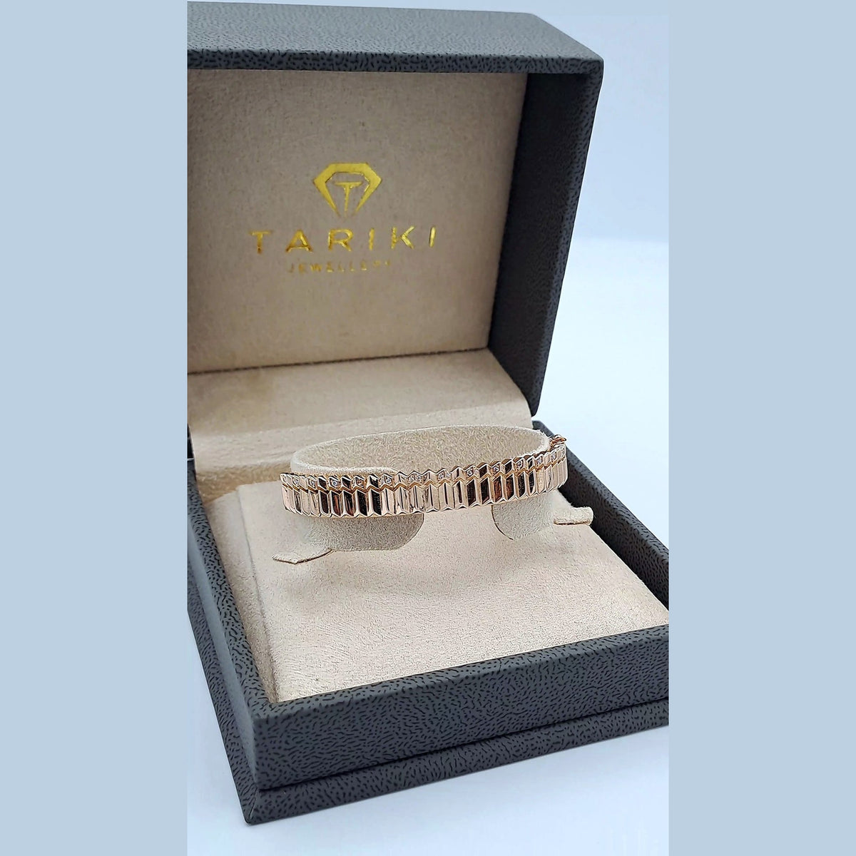 Bracelet Jonc Or Rose - Motif Baguettes – or 18 carats | Tariki