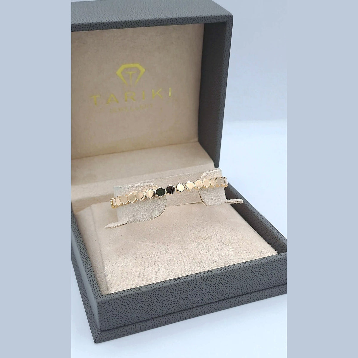 Bracelet Jonc Or Rose - Pastilles Rondes, Pierre Noire Centrale – or 18 carats | Tariki