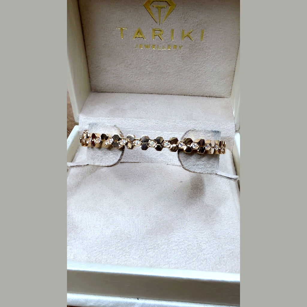 Bracelet Jonc Or Rose - Pastilles Rondes Serti de Pierres – or 18 carats | Tariki