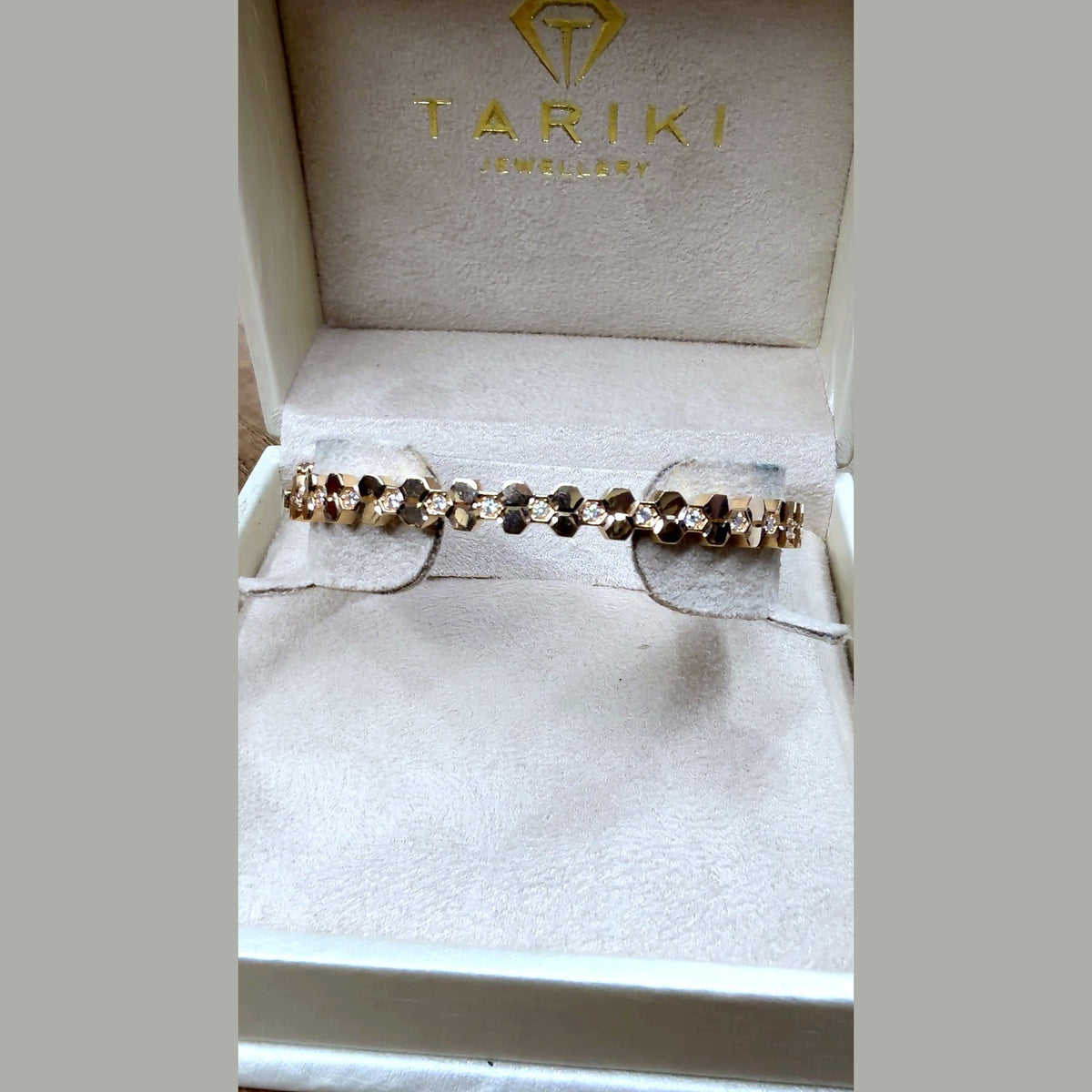 Bracelet Jonc Or Rose - Pastilles Rondes Serti de Pierres – or 18 carats | Tariki