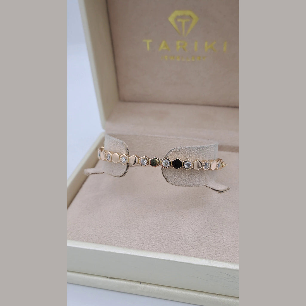 Bracelet Jonc Or Rose - Pastilles Serti de Pierres, Pierre Noire – or 18 carats | Tariki