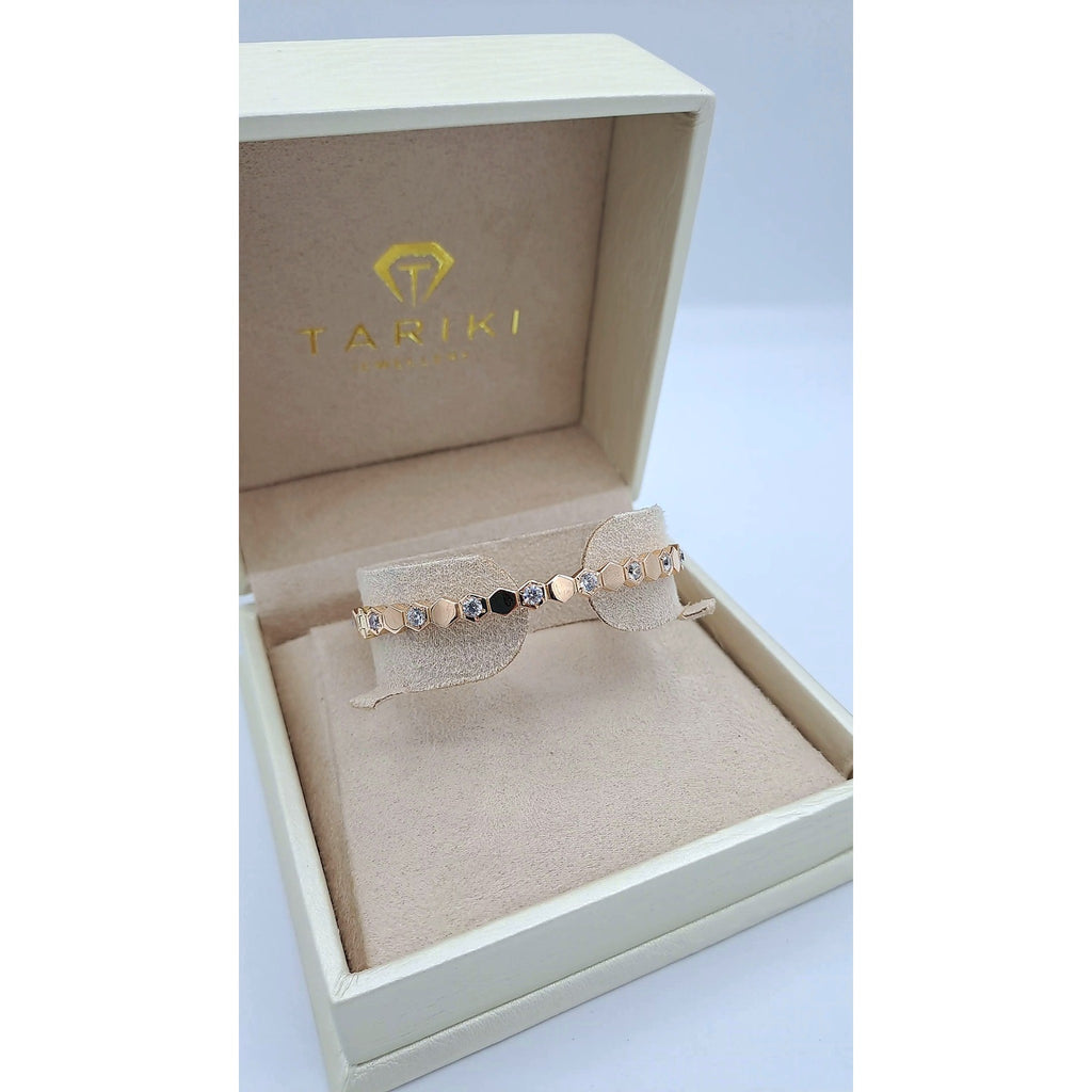 Bracelet Jonc Or Rose - Pastilles Serties de Pierres – or 18 carats | Tariki