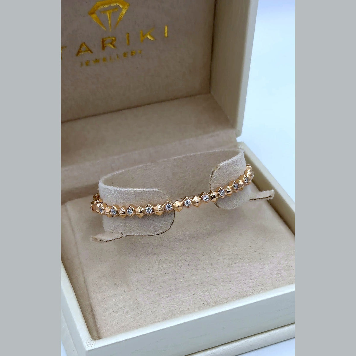 Bracelet Jonc Or Rose - Pastilles Serties de Pierres – or 18 carats | Tariki