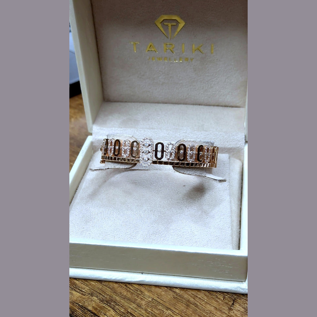 Bracelet Jonc Or Rose - Pavé de Pierres, Pierres Baguettes – or 18 carats | Tariki