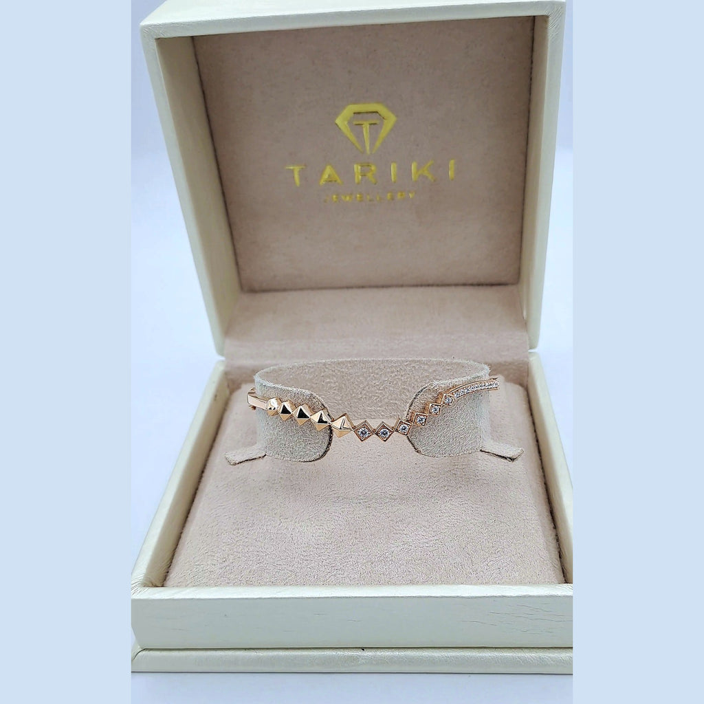 Bracelet Jonc Or Rose - Pyramides et Rangée Sertie – or 18 carats | Tariki