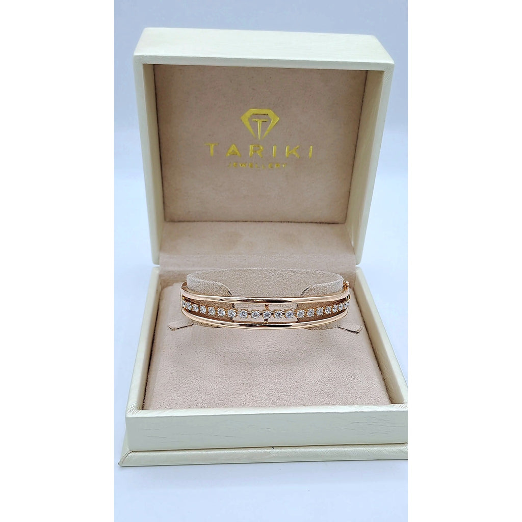Bracelet Jonc Or Rose - Rangée de Pierres Serties – or 18 carats | Tariki