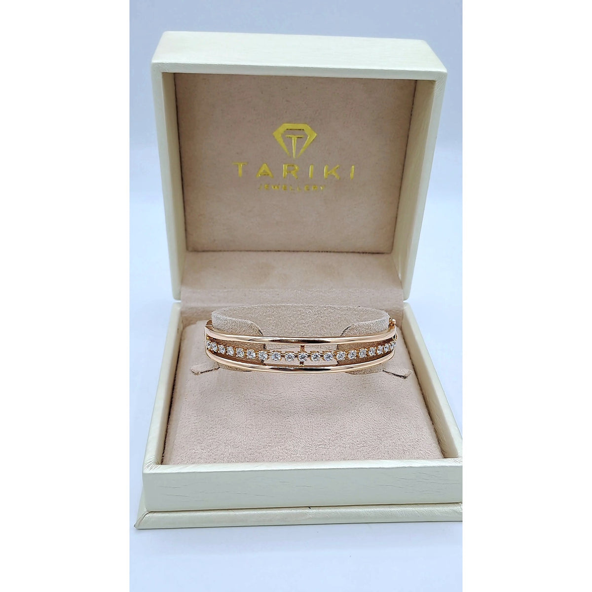 Bracelet Jonc Or Rose - Rangée de Pierres Serties – or 18 carats | Tariki