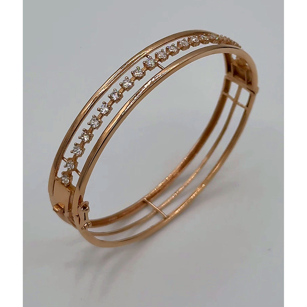 Bracelet Jonc Or Rose - Serti d'une Rangée de Pierres – or 18 carats | Tariki