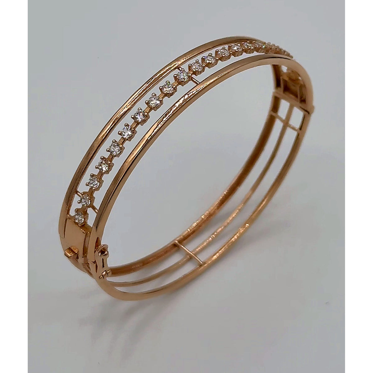 Bracelet Jonc Or Rose - Serti d'une Rangée de Pierres – or 18 carats | Tariki