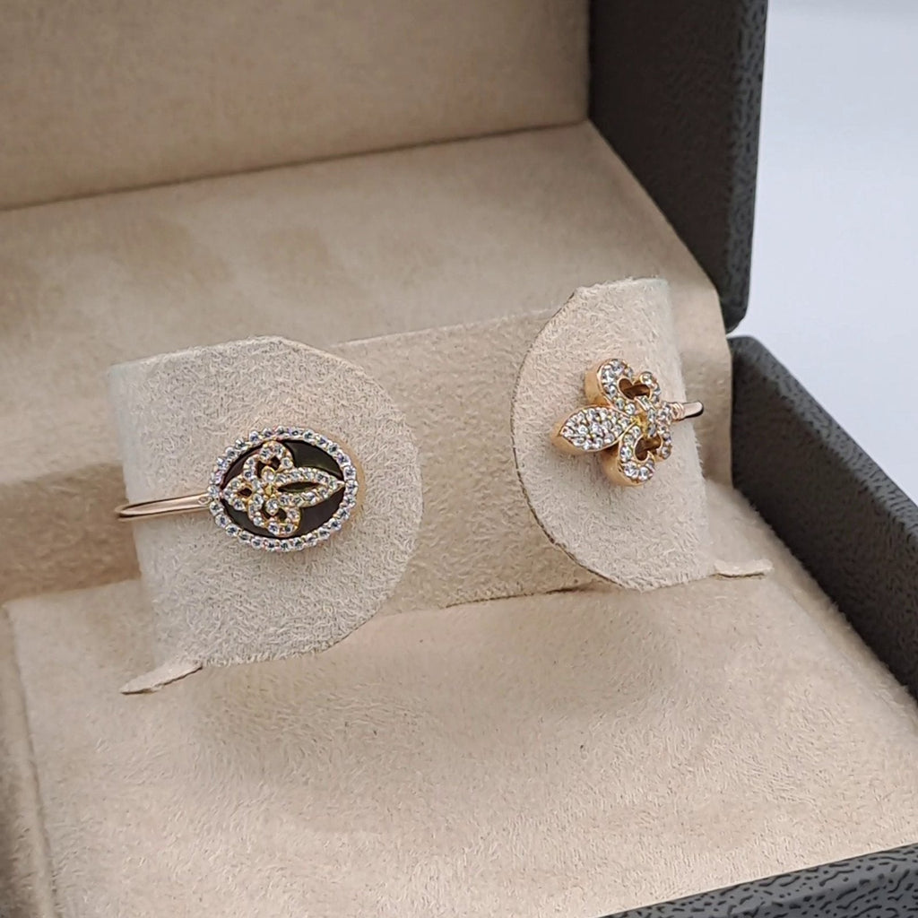 Bracelet Jonc Ouvert Fleur de Lys Or Rose - Serti de Pierres – or 18 carats | Tariki