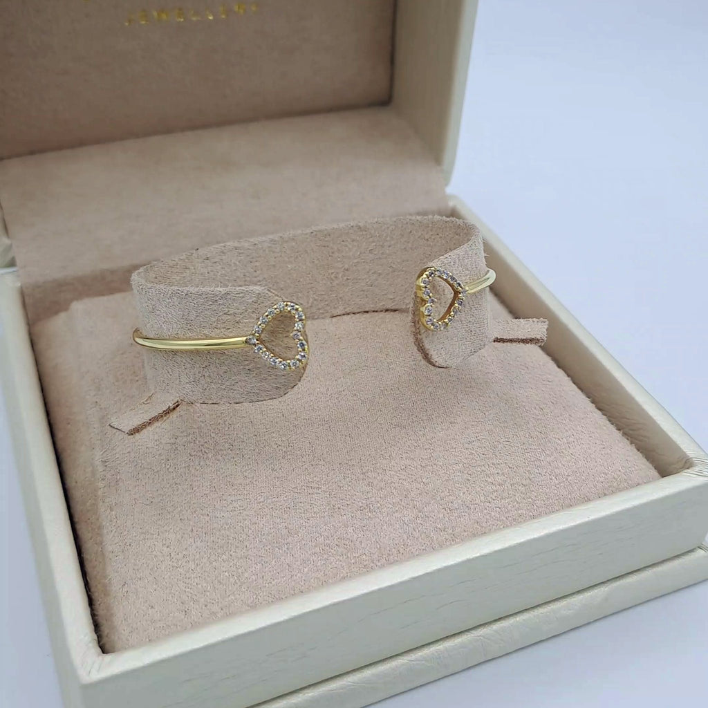 Bracelet Jonc Ouvert Or Jaune - Cœurs Sertis – or 18 carats | Tariki