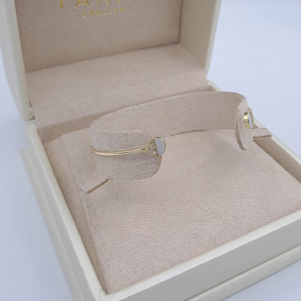 Bracelet Jonc Ouvert Or Jaune - Nacre Sertie – or 18 carats | Tariki