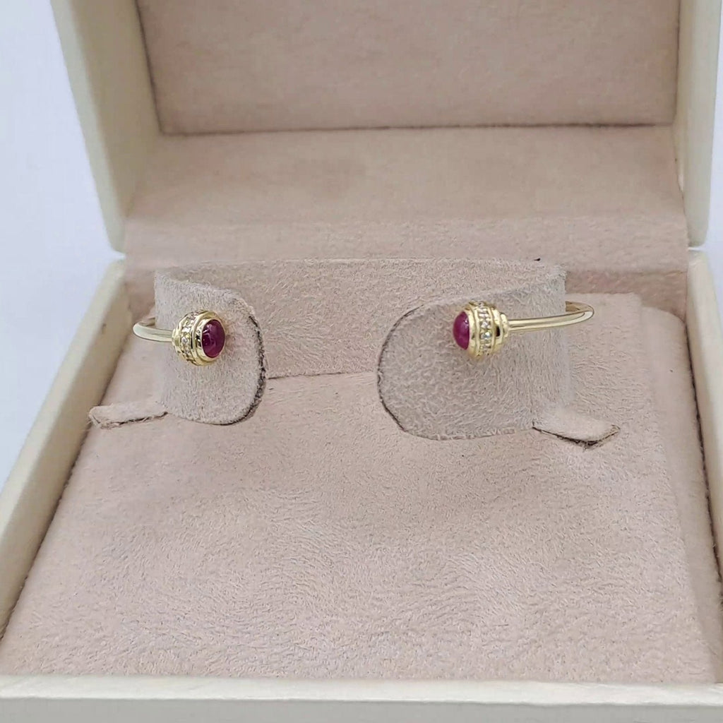 Bracelet Jonc Ouvert Or Jaune - Pierres Rouges Cabochon – or 18 carats | Tariki