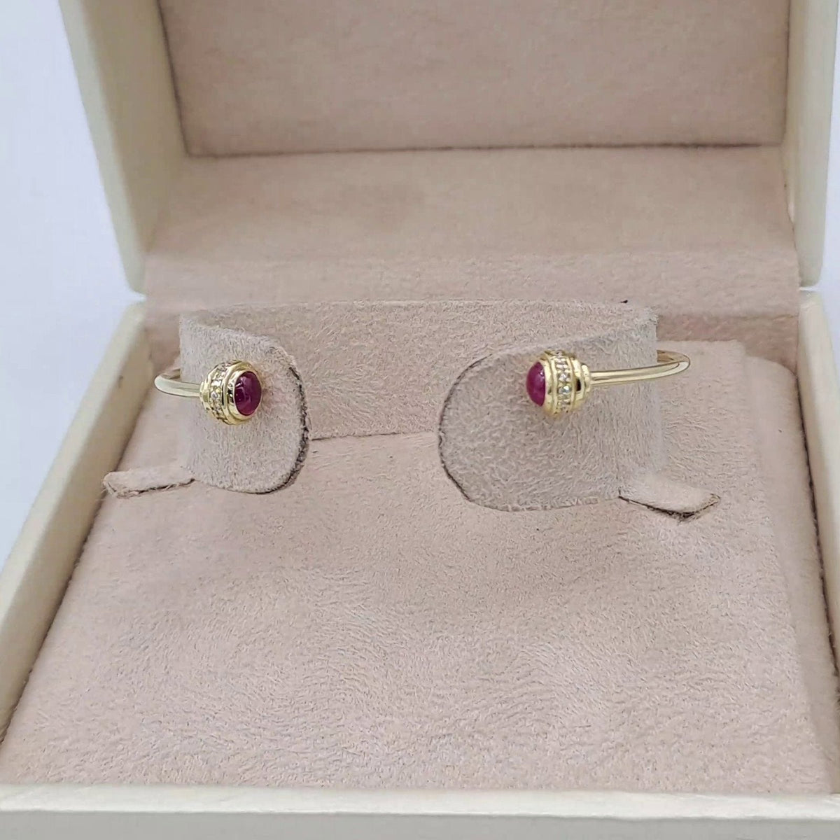 Bracelet Jonc Ouvert Or Jaune - Pierres Rouges Cabochon – or 18 carats | Tariki