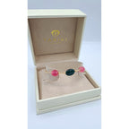 Bracelet Jonc Ouvert Or Rose - Pierres Rose et Verte Cabochon – or 18 carats | Tariki