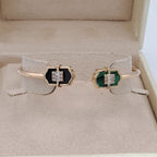 Bracelet Jonc Ouvert Or Rose - Pierres Vertes et Noires Serties – or 18 carats | Tariki