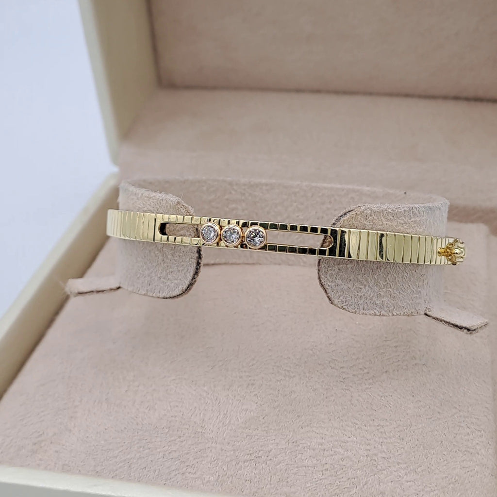 Bracelet Jonc Plat Or Jaune - Serti de Pierres – or 18 carats | Tariki