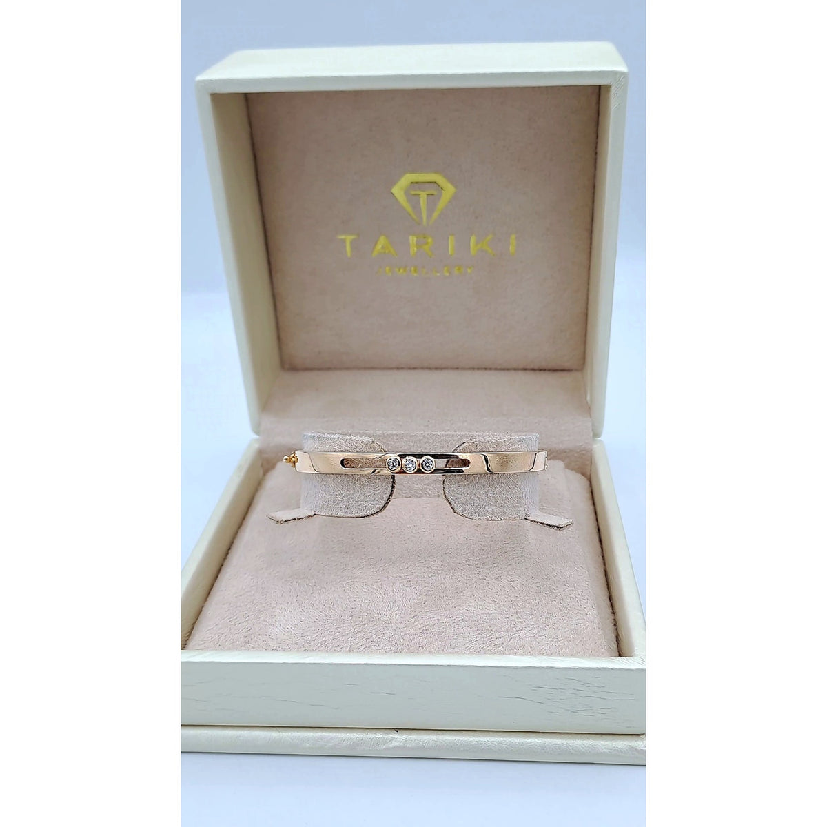 Bracelet Jonc Plat Or Rose - Serti de Pierres – or 18 carats | Tariki