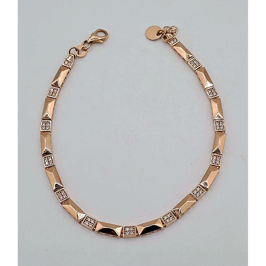Bracelet Maillons Plats Or Rose - Serti de Pierres – or 18 carats | Tariki