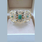 Bracelet Manchette Beldi Ajourée Or Jaune - Sertie de Pierres Vertes Synthétiques – or 18 carats | Tariki