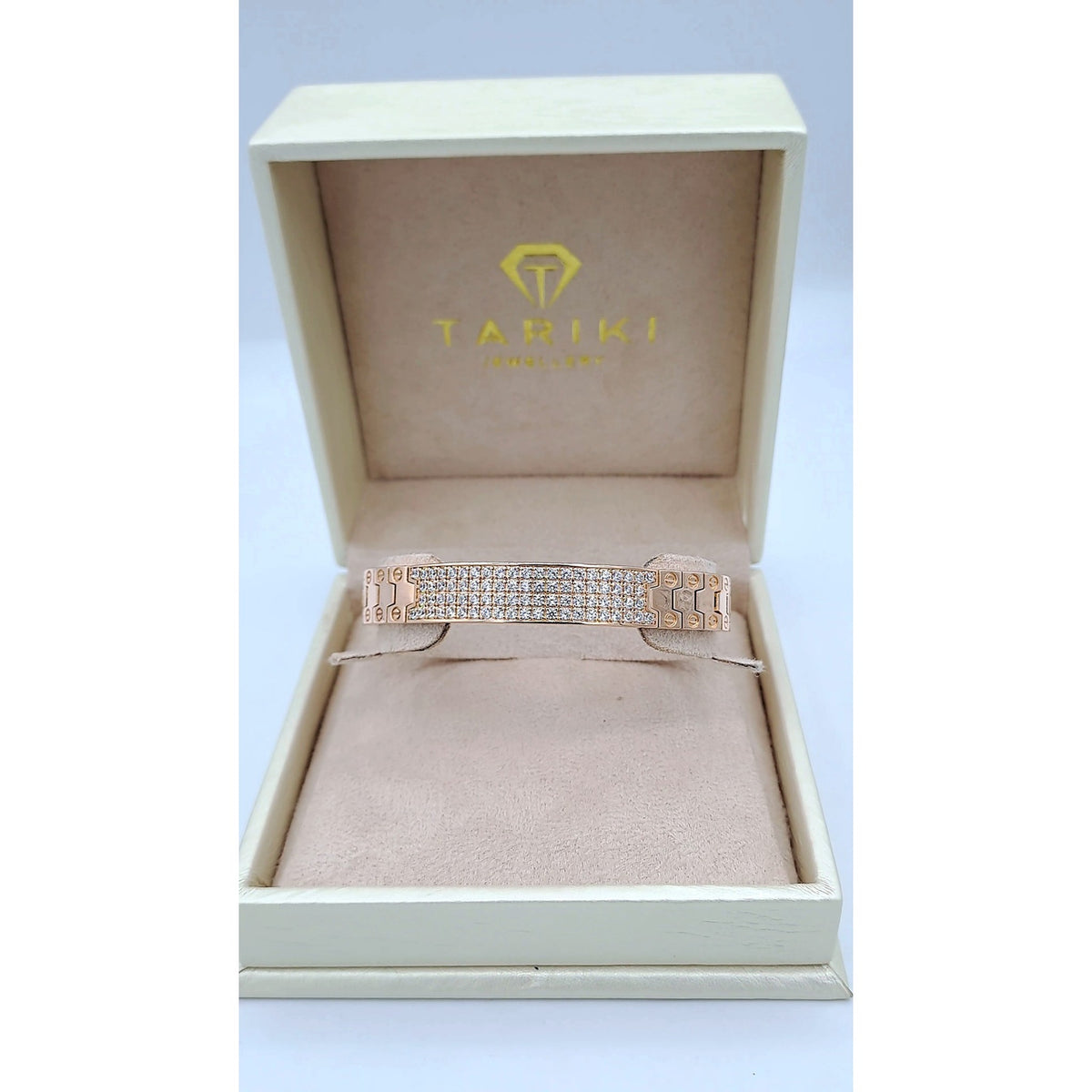Bracelet Manchette Or Rose - Plaque Pavée de Pierres – or 18 carats | Tariki